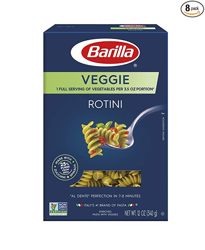 Barilla Veggie Pasta, Rotini Pasta, 12 Ounce (Pack of 8)