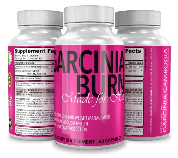 100% Pure GARCINIA CAMBOGIA with Pure HCA | GARCINIA BURN | For Her for Fatloss & Appetite Suppressan | #1 Premium All Natural Formula for Weight Loss | Made in the USA