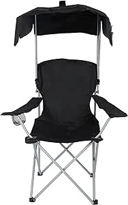 YSSOA Lounge Sunshade, Hiking, Travel, and Other Outdoor Events, with Cup Holder, 21.6" x 21.6" x 36", Black, Camping Chair   Canopy