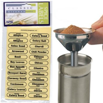 RSVP 96 pc Spice Label Set AND Stainless Steel Spice Funnel