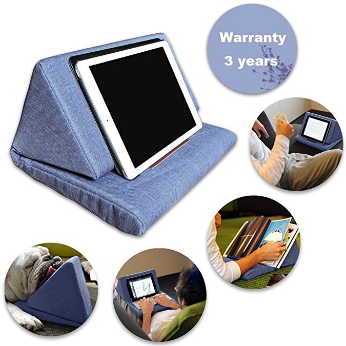 Tablet Pillow Holder,Bagvhandbagro Mini Tablet Holder Sofa Reading Stand,Self Standing Or Use on Lap, Bed, Sofa, Couch,for Galaxy And IPad.Color Blue