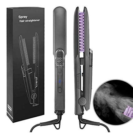 Steam Ionic Hair Straightener Brush,Professional Ultrasonic Portable Hair Straightening Brush Straighten Flat Iron with Steamer Dual Voltage Straightening Comb PTC Faster Heating Support #Style B