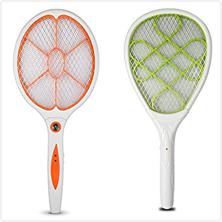 Yongtong 2-Pack Mosquito Racket, 2 Different Model, Portable Insect Killer Pest Control, Handheld Bug Zapper Electric Swatter, with LED Nightlight and 2 Switch Buttons, Used by 2 AA batteries