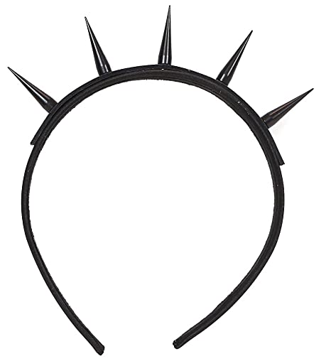 Black Cone Spike Genuine Leather Top Cosplay Headband Goth Style