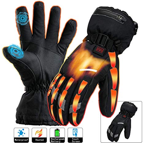 Heated Gloves Men Women Electric Rechargeable Battery Waterproof Touchscreen Thermal Heat Gloves Kit，Warm Winter Hunt Fish Cycle Motorcycle Drive Camp Ski Hike Outdoor Sport Hand Warmer