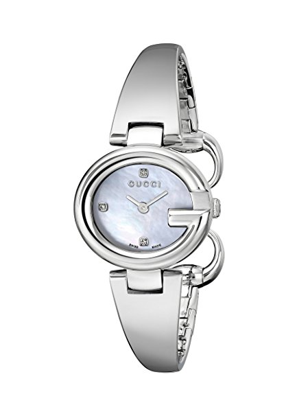 Gucci Guccissima Stainless Steel Diamond-Accented Bangle Women's Watch(Model:YA134504)