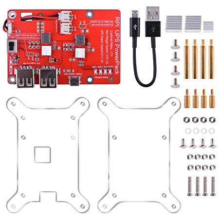 kuman UPS Lithium Battery Pack Expansion Board Power Supply with Acrylic Case for Raspberry Pi 3 Model B, B ,Pi 2 Model B & Pi 1 Model B  A  A (New Version Raspbery pi Battery Pack  Acrylic Case)