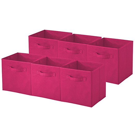 Sorbus Foldable Storage Cube Basket Bin Pink-6 PACK