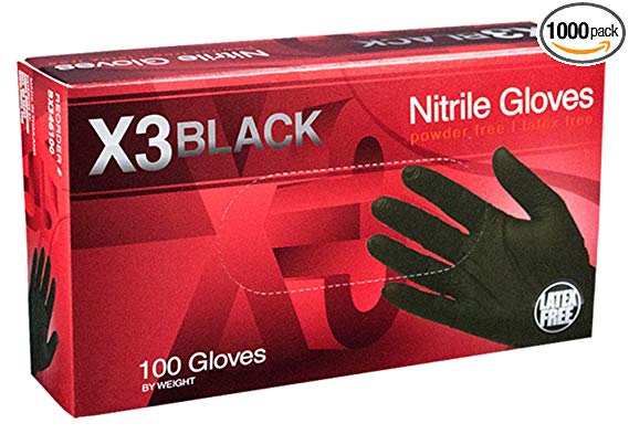AMMEX - BX342100-BX - Nitrile Gloves - Disposable, Powder Free, Latex Free, 3 mil, Food Safe, Small, Black (Box of 100)