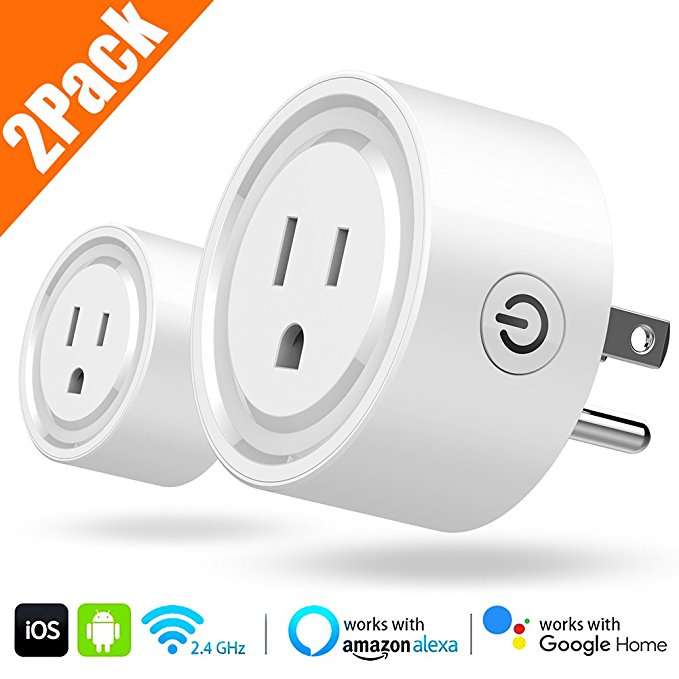 Smart Plug, 2 Pack Powerman Wi-Fi Smart Plug Mini Outlets Smart Socket with Energy Monitoring, Compatible with Amazon Alexa Echo and Google Home, No Hub Required (White)