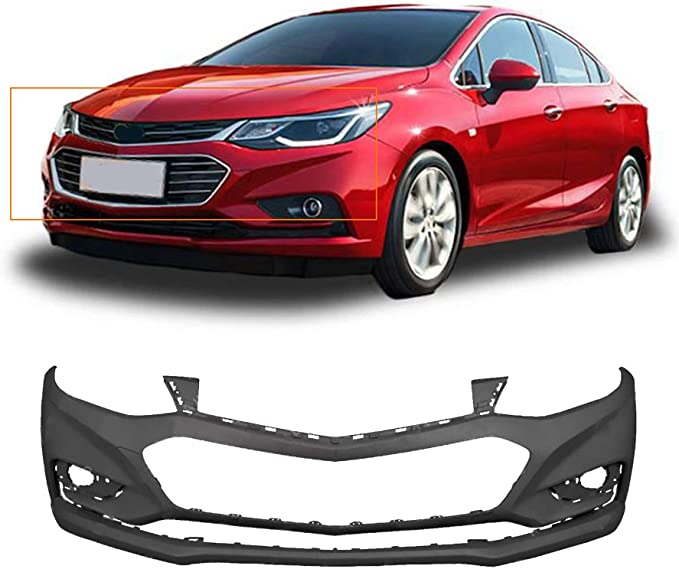 munirater Primered, Front Bumper Cover Fascia Replacement for 2016-2018 Chevy Cruze Sedan 4-Door 191275123478