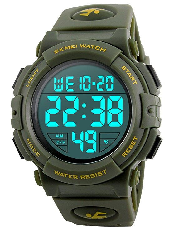 Men's Digital Sports Watch LED Military 50M Waterproof Watches Outdoor Electronic Army Alarm Stopwatch