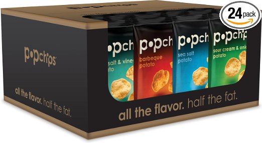 Popchips Potato Chips 4 Flavor Variety Pack, 0.8 Ounce (Pack of 24)