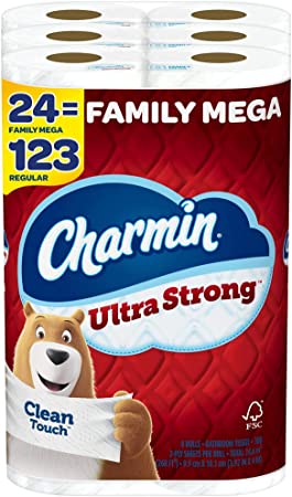 Charmin Ultra Strong Toilet Paper 24 Family Mega Rolls, 308 Sheets Per Roll