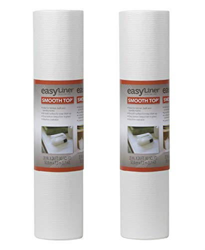 Duck 281872 Smooth Top Easy Non-Adhesive Shelf Liner 20-Inch x 24-Foot, 12 ft, White