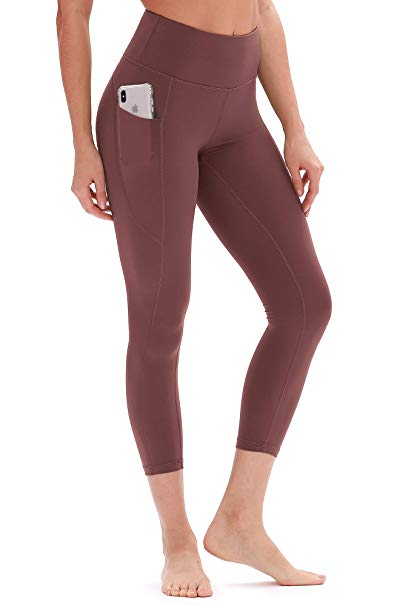 icyzone Yoga Pants for Women - High Waisted Workout Leggings with Pockets, Athletic Capris Exercise Tights