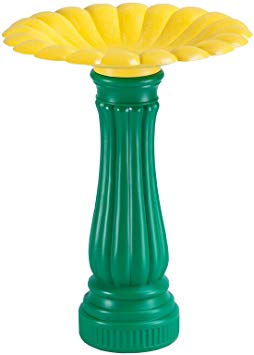 Miles Kimball Daisy Bird Bath, One Size Fits All All, Green and Yellow