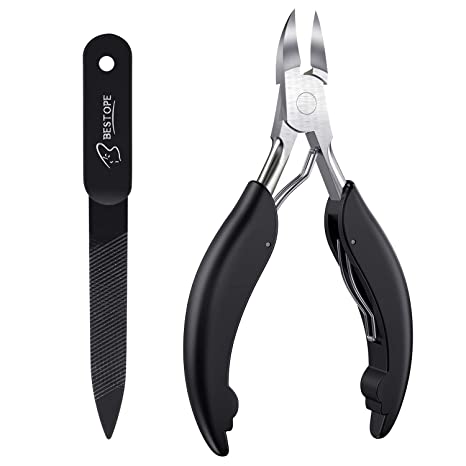 BESTOPE Toe Nail Clippers for Thick Nails or Ingrown Toenails, Professional Podiatrist Nail Nipper and Toenails Trimmer with Stainless Steel Sharp Blades for Seniors