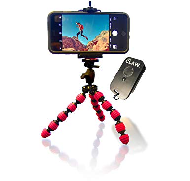 Flexible Tripod Bundle for iPhone XR XS X 8 7 6 - USB Rechargeable Remote for iOS iPhone Compact Bendable Smartphone Mount Locking Head Peak Design, vlog Camera, Vlogger Camera by The CLAW