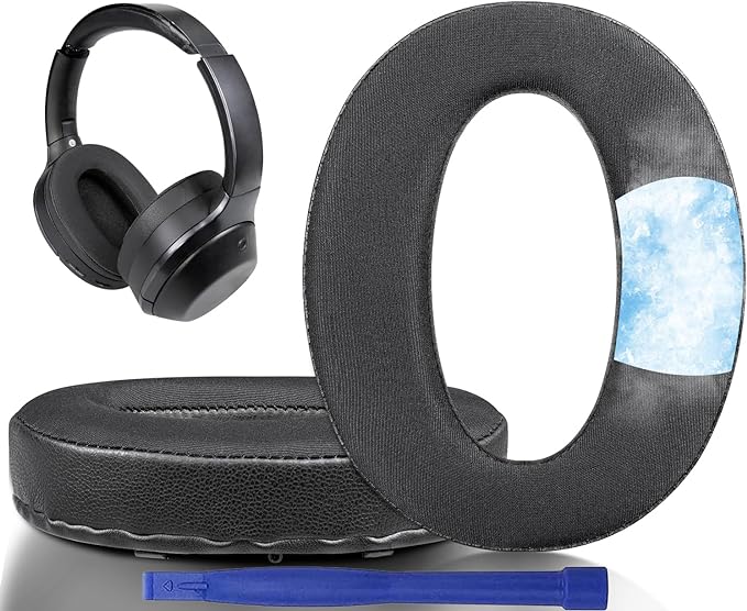 SOULWIT Cooling Gel Replacement Earpads Cushions for Sony WH-1000XM2 (WH1000XM2) & MDR-1000X (MDR1000X) Headphones, Ear Pads with Noise Isolation Foam, Added Thickness (Black)