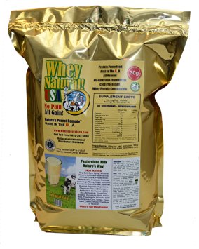 Whey Natural! USA Whey Protein Concentrate 30g Protein (3 lb, Natural Plain)