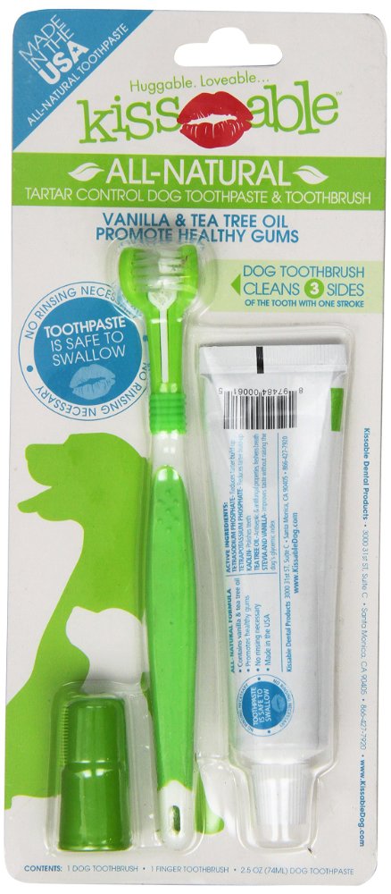 KissAble Toothbrush and Toothpaste Combo Kit for Dogs