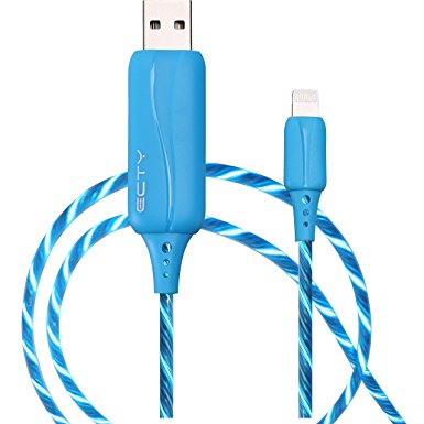 BEISTE Lightning Cable Visible Flowing EL Light Cord Charge and Sync Cable for iPhone 7/6/6s/Plus/5s/5/SE/iPad Mini/Air/Pro(Blue)