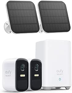 eufy Security, eufyCam 2C 2-Cam Kit and 2 Solar Panels, Security Camera Outdoor, Wireless Home Security with 180-Day Battery Life, HomeKit Compatibility, 1080p HD, IP67, Night Vision