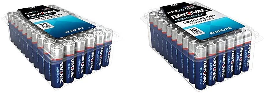 Rayovac AA Batteries, Double A Alkaline Batteries (60 Battery Count) & AAA Batteries, Triple A Alkaline Batteries (60 Battery Count)