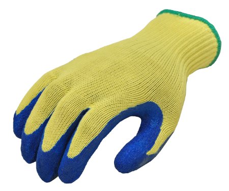 G & F 1607M Cut Resistant 100-Percent Kevlar Gloves, Heavy Weight Textured Blue Latex Coated, Medium, 1-Pair