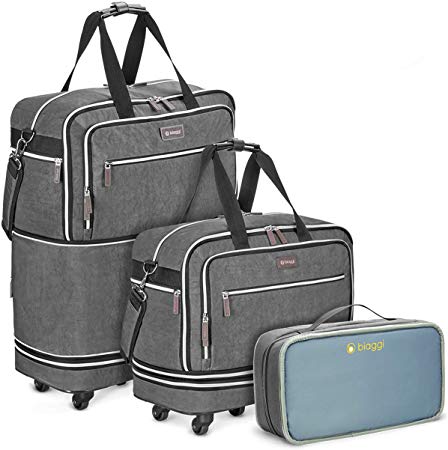 Biaggi Zipsak Boost Max Carry-On Suitcase - Compact Luggage Expandable - As Seen on Shark Tank - Gray