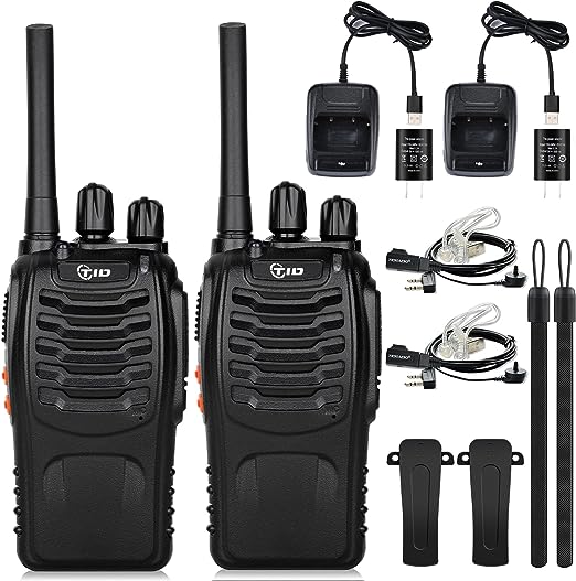 TIDRADIO TD-V2 Walkie Talkies for Adults Long Range, Rechargeable Two Way Radio Earpiece with MIC,16 Channels Handheld Walkie Walkie with Secure Service Function(2 Pack)
