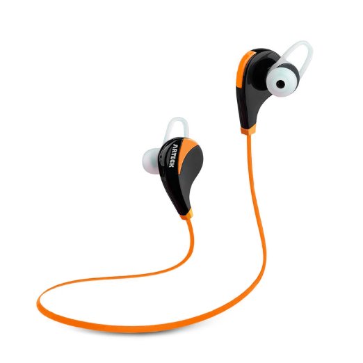 Arteck Wireless Bluetooth Sport Headphones w/Mic for Running Sports Earbuds with 5-Hour Playing Battery for iPhone iPod Android Smart Phones-Orange