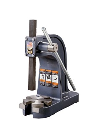 Dake 00 Model Single Leverage Arbor Press with Base Opening and Slotted Table Plate, 1 Ton Capacity, 5" Maximum Working Height, 4.25" Length x 9" Width x 9.375" Height