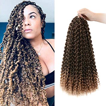 Passion Twist Hair Ombre Blonde 18 inch 6 packs Water Wave Crochet Braids for Passion Twist Crochet Hair Passion Twist Braiding Hair Hair Extensions (18", T27#)