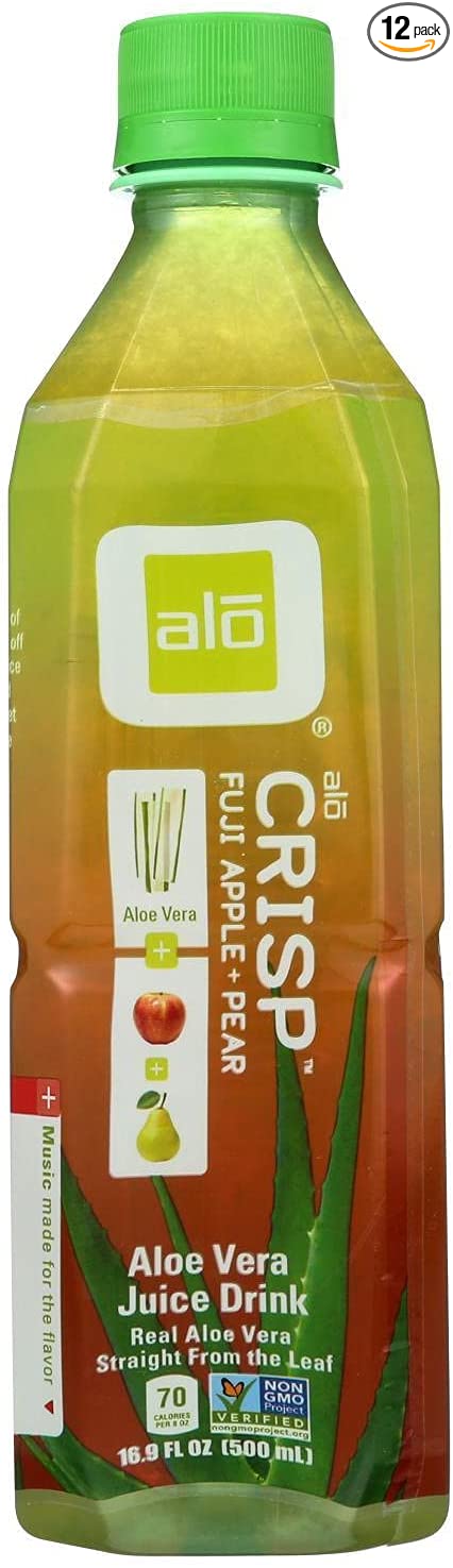 Alo Original Crisp Aloe Vera Juice Drink - Fuji Apple and Pear - Case of 12 - 16.9 fl oz.
