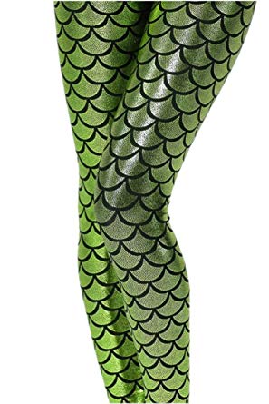 Alaroo Halloween Shiny Fish Scale Mermaid Leggings for Women Pants S-4XL