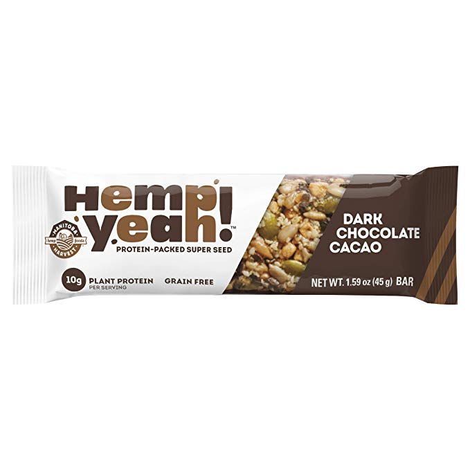 Manitoba Harvest Hemp Yeah! Bars, Dark Chocolate Cacao (12 Bars), 10g Plant Protein, Grain Free, Gluten Free, 6g Omegas 3&6, Healthy Granola Bar Alternative