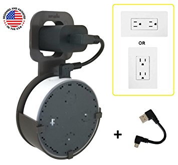 The Spot by Dot Genie: The Original Outlet Wall Mount Hanger Stand for Round Speakers - Designed in USA - No Messy Wires or Screws - Multiple Colors (Espresso)