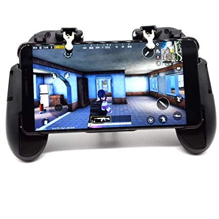 Mobile Game Controller for PUBG Mobile Phone Aim Triggers Fire Buttons L1R1 Shooter Sensitive Joystick Controller for iPhone iOS Android, Portable Controller Gamepad with Phone Stand