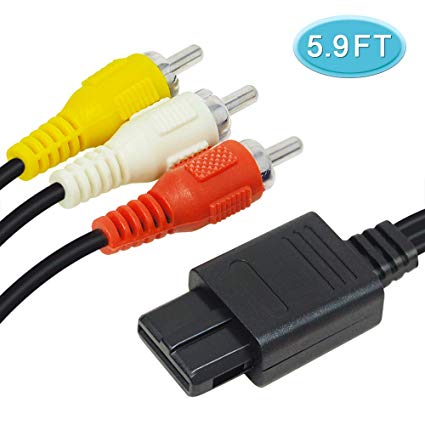 6amLifestyle 5.9FT AV Charging Cable Composite Replacement Wire Cords Compatible for Nintendo N64/ SNES/Gamecube/GC