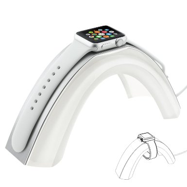 Apple Watch Stand,Kartice Apple Watch Charging Dock Rainbow Bridge Charging Stand Station Aluminum Cover & Acrylic Platform iWatch Charger Bracket Cradle Holder for Apple Watch 42mm & 38mm(Silver)