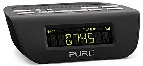 Pure Siesta Mi Series 2 DAB Digital Radio Alarm Clock with FM - LCD Display with Auto Brightness - Sleep and Snooze timers with Volume fade - Black