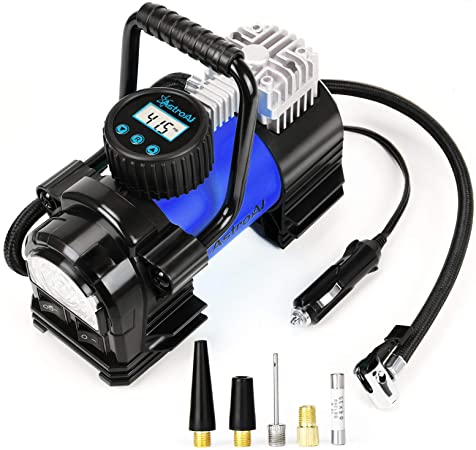 AstroAI Air Compressor Tire Inflator Portable Air Pump for Car Tires 12V DC Digital Tire Pump 150PSI with Emergency LED Light for Cars, Trucks, Motorcycles and Other Inflatables Blue