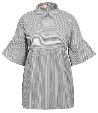 GRACE KARIN Women's Classic Striped Ruffle Half Sleeve Blouse Oversized CLAF0005