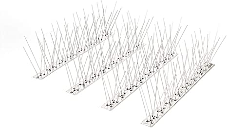 DOITOOL Bird Spikes for Pigeons and Other Small Birds, 4Pcs Stainless Steel Bird Spikes, Metal Bird Deterrent Spikes for Outside