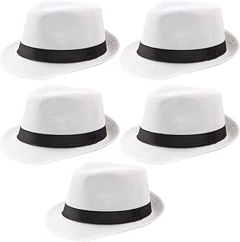 Ultrafun 5 Pack Short Brim Fedora Classic Summer Beach Sun Hat Panama Cap for Men Women