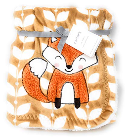 Carter's Orange Fox Sherpa Baby Blanket | 40 X 30 in