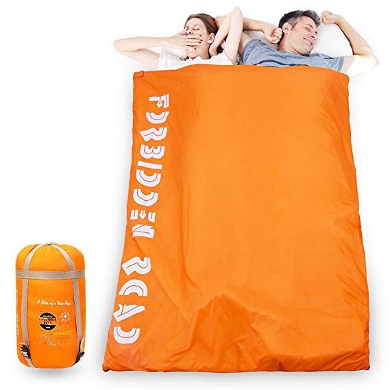 Forbidden Road Double Sleeping Bag 15 ℃/60 ℉ 2 Person Waterproof Lightweight Envelope Sleeping Bags 380T Nylon with Free Carrying Bag Perfect for Spring Summer Fall Camping Backpacking Hiking