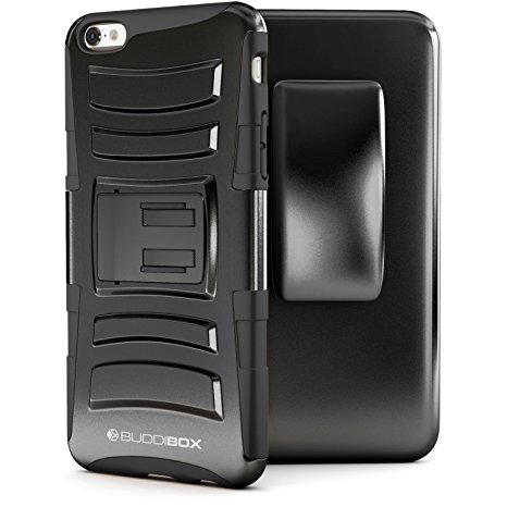 iPhone 6s Case, BUDDIBOX [HSeries] Heavy Duty Belt Clip Kickstand Case for 6 / 6S, (Black)